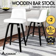 Detailed information about the product ALFORDSON 2x Swivel Bar Stools Bailey Kitchen Wooden Dining Chair White