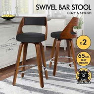 Detailed information about the product ALFORDSON 2x Swivel Bar Stools Eden Kitchen Dining Chair Wooden Fabric Black