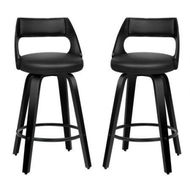 Detailed information about the product ALFORDSON 2x Swivel Bar Stools Eden Kitchen Wooden Dining Chair ALL BLACK