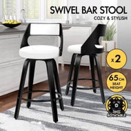 Detailed information about the product ALFORDSON 2x Swivel Bar Stools Eden Kitchen Wooden Dining Chair BLACK WHITE