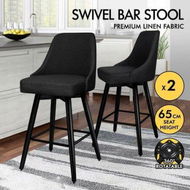 Detailed information about the product ALFORDSON 2x Swivel Bar Stools Kitchen Dining Chair Cafe Wooden All Black