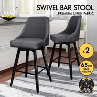 Detailed information about the product ALFORDSON 2x Swivel Bar Stools Kitchen Dining Chair Cafe Wooden DARK GREY