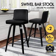 Detailed information about the product ALFORDSON 2x Wooden Bar Stools Bailey Kitchen Swivel Dining Chair ALL BLACK