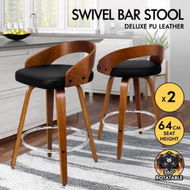 Detailed information about the product ALFORDSON 2x Wooden Bar Stools Caden Kitchen Swivel Dining Chair BLACK