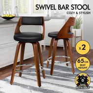 Detailed information about the product ALFORDSON 2x Wooden Bar Stools Eden Kitchen Barstools Swivel Dining Chair BLACK