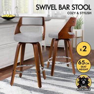 Detailed information about the product ALFORDSON 2x Wooden Bar Stools Eden Kitchen Barstools Swivel Dining Chair LIGHT GREY