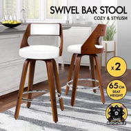 Detailed information about the product ALFORDSON 2x Wooden Bar Stools Eden Kitchen Barstools Swivel Dining Chair WHITE