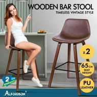 Detailed information about the product ALFORDSON 2x Wooden Bar Stools Noah Kitchen Dining Chair Vintage Retro COFFEE