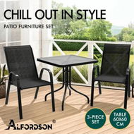 Detailed information about the product ALFORDSON 3PCS Outdoor Furniture Patio Table and Chairs Set Garden Square Black