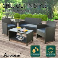Detailed information about the product ALFORDSON 4PCS Outdoor Furniture Garden Patio Sofa Set Wicker Dark Grey