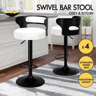 Detailed information about the product ALFORDSON 4x Bar Stool Kitchen Swivel Chair Wooden Leather Gas Lift Ramiro White