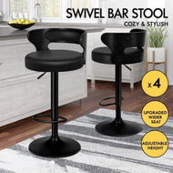 Detailed information about the product ALFORDSON 4x Bar Stool Kitchen Swivel Chair Wooden Leather Ramiro All Black