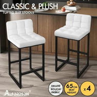Detailed information about the product ALFORDSON 4x Bar Stools 65cm Kitchen Counter Metal Boucle Dining Chairs White