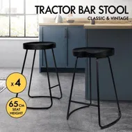 Detailed information about the product ALFORDSON 4x Bar Stools 65cm Tractor Kitchen Wooden Vintage Chair Black