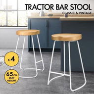 Detailed information about the product ALFORDSON 4x Bar Stools 65cm Tractor Kitchen Wooden Vintage Chair White