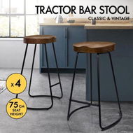 Detailed information about the product ALFORDSON 4x Bar Stools 75cm Tractor Kitchen Wooden Vintage Chair Dark