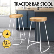 Detailed information about the product ALFORDSON 4x Bar Stools 75cm Tractor Kitchen Wooden Vintage Chair White