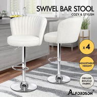 Detailed information about the product ALFORDSON 4x Bar Stools Gas Lift Boucle Bar Chairs Kitchen Swivel Dylan White