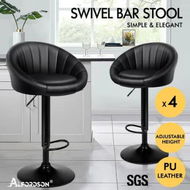 Detailed information about the product ALFORDSON 4x Bar Stools Gas Lift Leather Bar Chairs Kitchen Swivel All Black