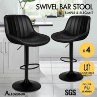 Detailed information about the product ALFORDSON 4x Bar Stools Gas Lift Leather Bar Chairs Kitchen Swivel ALL BLACK