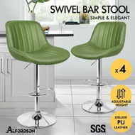 Detailed information about the product ALFORDSON 4x Bar Stools Gas Lift Leather Bar Chairs Kitchen Swivel Avocado Green