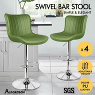 Detailed information about the product ALFORDSON 4x Bar Stools Gas Lift Leather Bar Chairs Kitchen Swivel Avocado Green