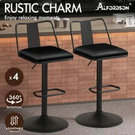 Detailed information about the product ALFORDSON 4x Bar Stools Gas Lift Leather Bar Chairs Kitchen Swivel Gloria BLACK