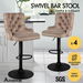 ALFORDSON 4x Bar Stools Gas Lift Velvet Bar Chairs Kitchen Swivel Bella BROWN. Available at Crazy Sales for $579.96