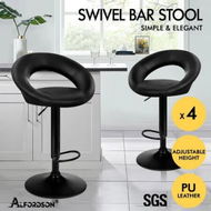 Detailed information about the product ALFORDSON 4x Bar Stools Ovadia Kitchen Swivel Chair Leather Gas Lift All Black