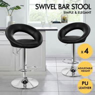 Detailed information about the product ALFORDSON 4x Bar Stools Ovadia Kitchen Swivel Chair Leather Gas Lift BLACK