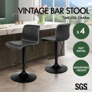 Detailed information about the product ALFORDSON 4x Bar Stools Remy Kitchen Gas Lift Swivel Chair Vintage Leather Dark Grey