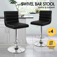 Detailed information about the product ALFORDSON 4x Bar Stools Ruel Kitchen Swivel Chair Leather Gas Lift BLACK