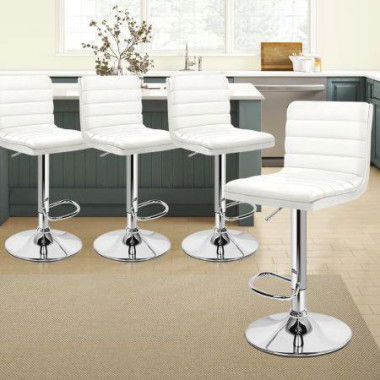 ALFORDSON 4x Bar Stools Ruel Kitchen Swivel Chair Leather Gas Lift WHITE