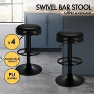 Detailed information about the product ALFORDSON 4x Bar Stools Sade Kitchen Swivel Chair Leather Gas Lift BLACK