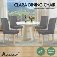 Detailed information about the product ALFORDSON 4x Dining Chair Cafe Kitchen Lounge Padded High-Back Wood Fabric Grey
