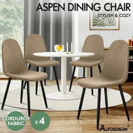 Detailed information about the product ALFORDSON 4x Dining Chair Kitchen Accent Cafe Lounge Upholstered Corduroy Khaki