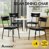 Detailed information about the product ALFORDSON 4x Dining Chairs Accent Kitchen Lounge Curved Back PU Leather Black