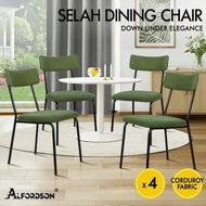 Detailed information about the product ALFORDSON 4x Dining Chairs Accent Kitchen Lounge Curved Backrest Corduroy Green