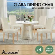 Detailed information about the product ALFORDSON 4x Dining Chairs Cafe Kitchen Chair Retro High-Back Wood Fabric Beige