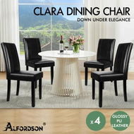 Detailed information about the product ALFORDSON 4x Dining Chairs Cafe Kitchen High-Back Chair Glossy PU Leather Black
