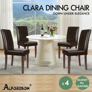 Detailed information about the product ALFORDSON 4x Dining Chairs Cafe Kitchen High-Back Chair Glossy PU Leather Brown