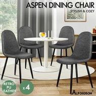 Detailed information about the product ALFORDSON 4x Dining Chairs Kitchen Lounge Cafe Seat Retro PU Faux Leather Grey