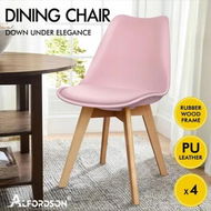 Detailed information about the product ALFORDSON 4x Dining Chairs Padding Retro PU Leather Kitchen Lounge Wooden Pink
