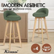 Detailed information about the product ALFORDSON 4x Kitchen Bar Stools Liam Wooden Swivel Bar Stool Chairs Boucle Green