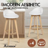 Detailed information about the product ALFORDSON 4x Kitchen Bar Stools Liam Wooden Swivel Bar Stool Chairs Boucle White