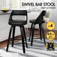 Detailed information about the product ALFORDSON 4x Swivel Bar Stools Eden Kitchen Wooden Dining Chair ALL BLACK