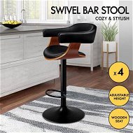 Detailed information about the product ALFORDSON 4x Wooden Bar Stool Joan Kitchen Swivel Chair Wood Leather Gas Lift