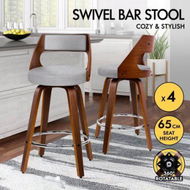 Detailed information about the product ALFORDSON 4x Wooden Bar Stools Eden Kitchen Barstools Swivel Dining Chair LIGHT GREY