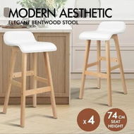 Detailed information about the product ALFORDSON 4x Wooden Bar Stools Kitchen Dining Chair Leather Samuel WHITE