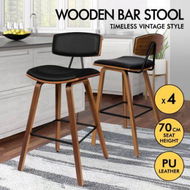 Detailed information about the product ALFORDSON 4x Wooden Bar Stools Mabel Kitchen Dining Chair Wood Vintage BLACK